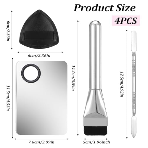 HJZHII 4-Piece Stainless Steel Makeup Foundation Mixing Palette Set