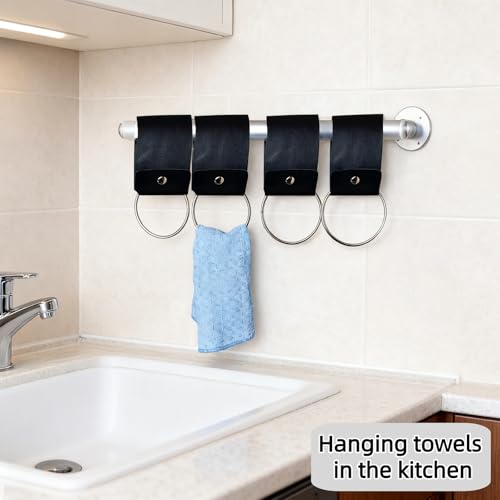 2 Pcs Farmhouse Kitchen Towel Holder, Over Cabinet Door Towel Ring Hanger