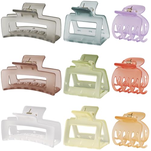 CHANDAT 9-Piece Hair Claw Clips Set - Matte Non-Slip Hair Accessories