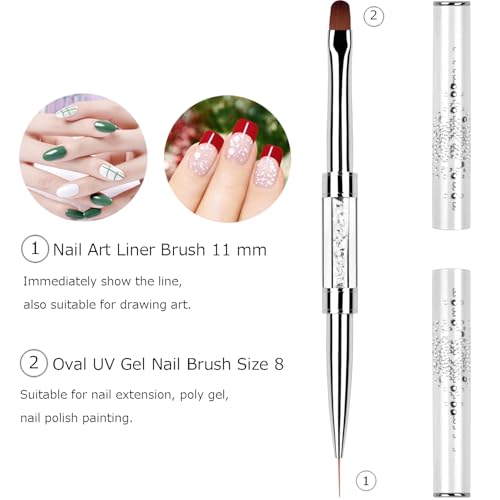Ycyan 2Pcs Dual-Ended Hard Gel Nail Brushes & Liner Brush Set