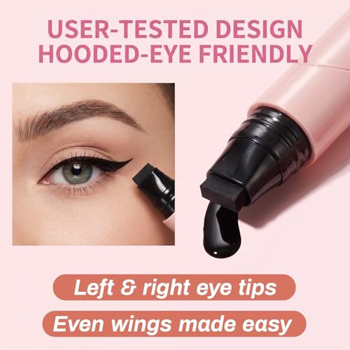 Dual-Ended Winged Eyeliner Stamp Pen 2 PCS Waterproof Black and Brown