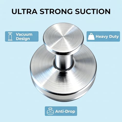 Silver Suction Cup Hooks for Shower - Heavy Duty Bathroom Organizer (4 Pack)
