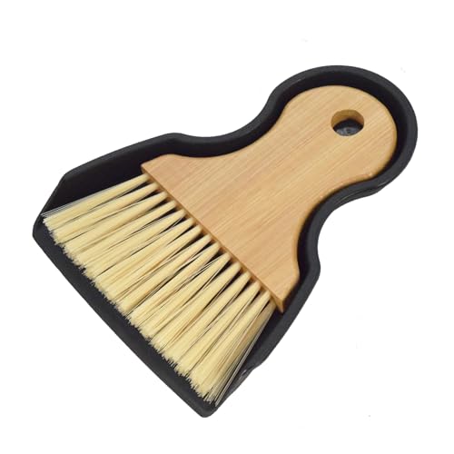 Mini Broom and Dustpan Set with Bamboo Handle - Black Compact Crumb Sweeper