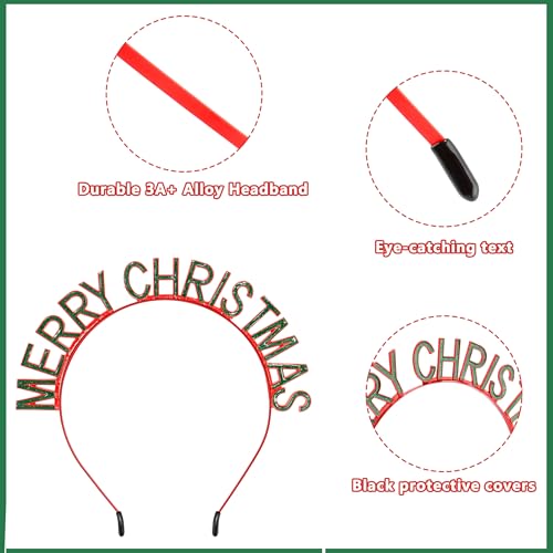 COCIDE Crystal Christmas Headband Red Green Rhinestone Hair Accessory