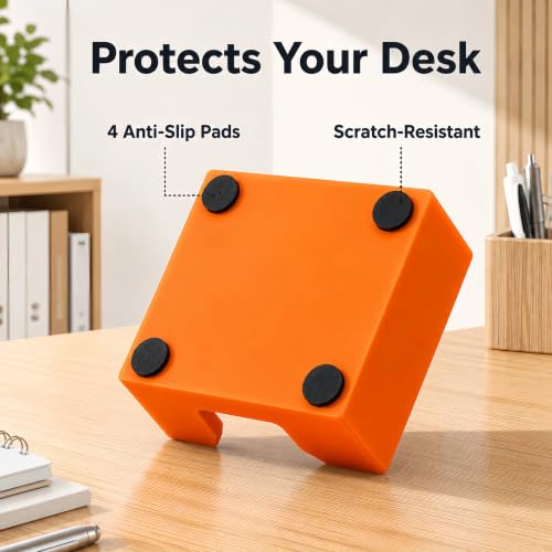 Orange 3D Printed Sticky Note Holder - Desktop Organizer for Memo Pads