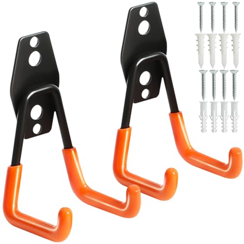 KURUI 2.8 Inch Heavy Duty Garage Wall Hooks - 2 Pack Metal Tool Organizer
