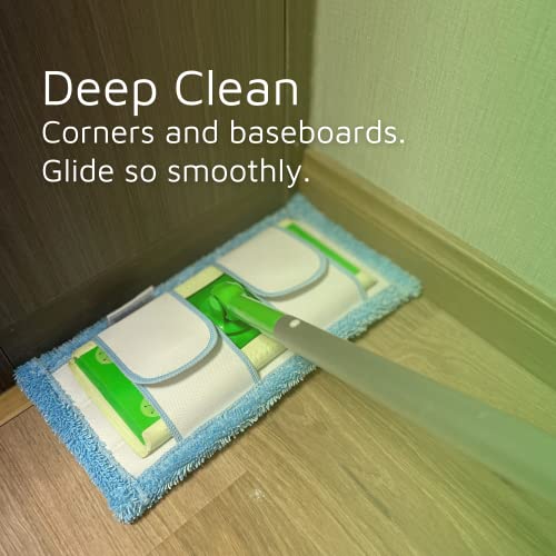 Flammi 2-Pack Blue Reusable Mop Pads for Swiffer Sweeper - Washable Microfiber Refills