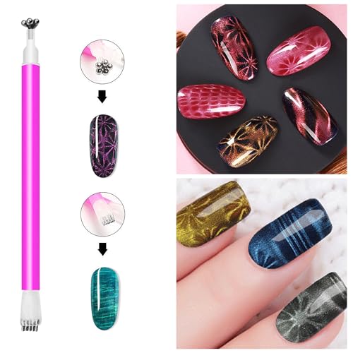 WOKOTO 16 Pcs Cat Eye Nail Magnet Tools Set with Pens and Blocks