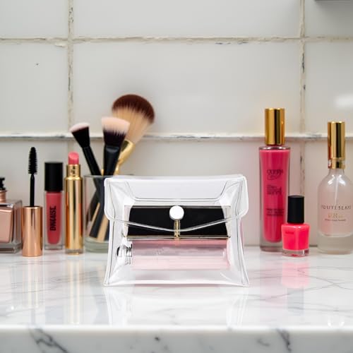 Clear PVC Mini Makeup Bag with Snap Closure for Travel