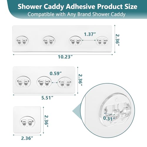 14 Pack Heavy-Duty Shower Caddy Adhesive Hooks for Bathroom & Kitchen