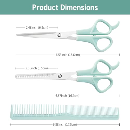 Kootinn Professional Hair Cutting Scissors and Thinning Shears Set, 6 Inch Stainless Steel Barber Shears with Comb