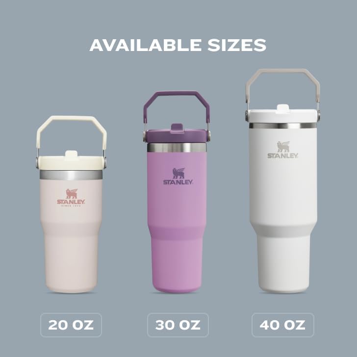STANLEY IceFlow 2.0 Flip Straw Tumbler with Handle 20 oz | Twist On Lid and Flip Up Straw | Leak Resistant Water Bottle | Insulated Stainless Steel | BPA-Free | Rose Quartz