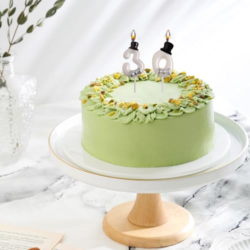 Elegant 30th Birthday Cake Candles - Smokeless Number 30 Set