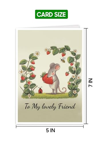 Funny Mouse and Ladybug Birthday Card for Friends 5x7
