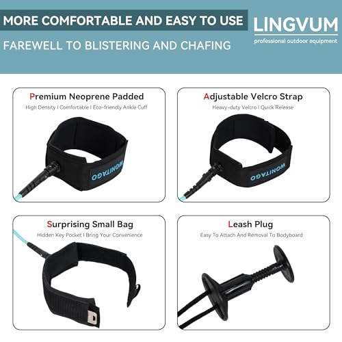 4 ft Bodyboard Leash ? 7mm Thick Coils Wrist Bodyboard Leash with Plug for Bodyboarding