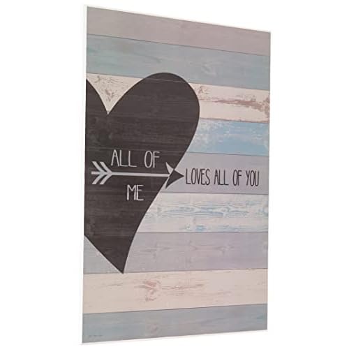 Stupell Industries All of Me Loves All of You Distressed Heart Wall Plaque, 13 x 19, Design by Artist Jo Moulton