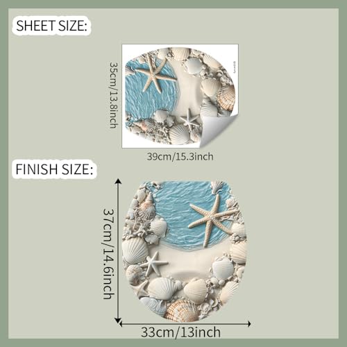 BooDecal Ocean Series Wall Decals for Bathroom Toilet Lid Cover Tropical Fish & Seashells 13x14.6 Inches
