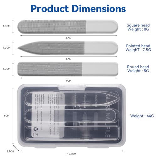 3-in-1 Nano Glass Nail File Set with Storage Case, Tempered Glass Manicure Tool