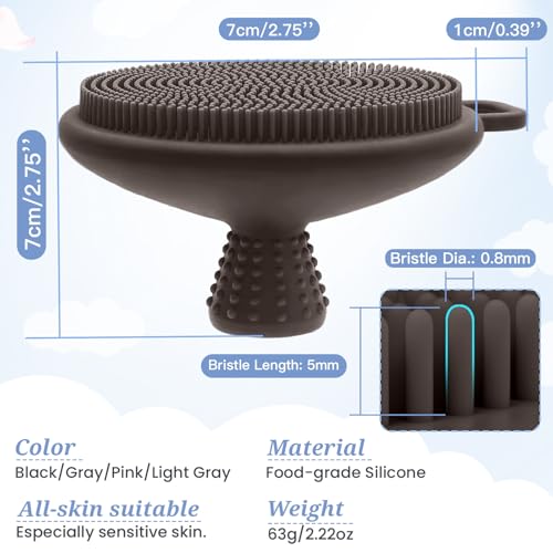 GEENOA Silicone Face Scrubber & Exfoliator Brush with Soft Bristles - Gray