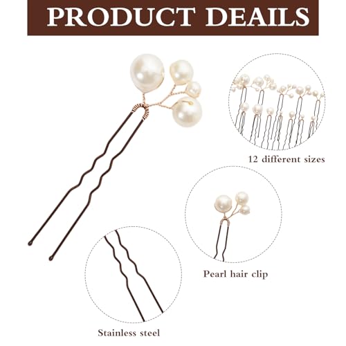 24 Pcs Pearl Bridal Hair Pins Handmade U-Shape Wedding Hair Accessories