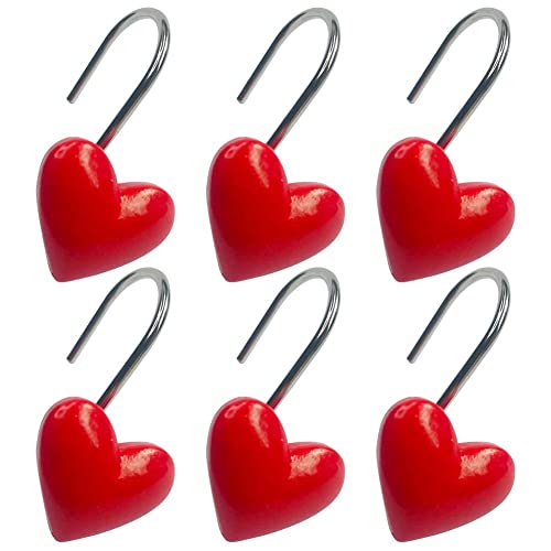 Heart-Shaped Anti-Rust Shower Curtain Hooks - Set of 12
