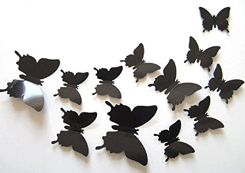 12Pcs 3D Butterfly Wall Decals - Removable Art Stickers for Home
