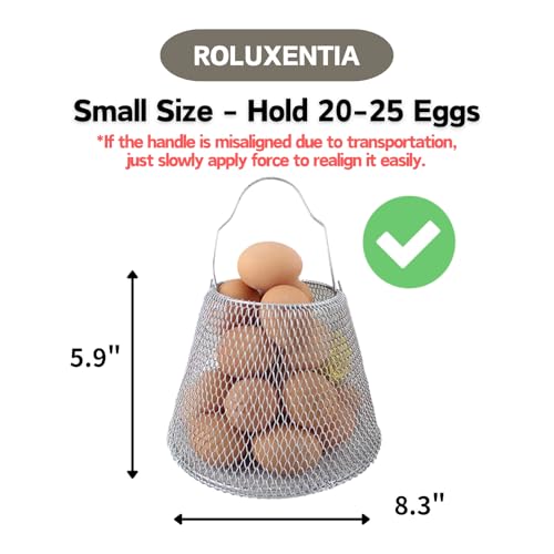 ROLUXENTIA Collapsible Metal Egg Basket - 20-25 Egg Capacity, Hanging & Portable Storage
