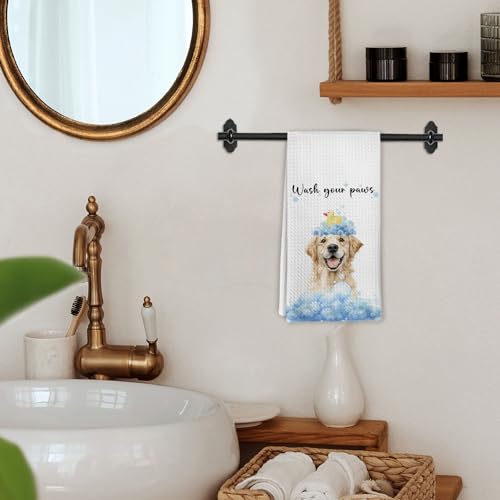 Golden Retriever Hand Towels - Funny Bathroom Kitchen Decor, 16x24 Inch