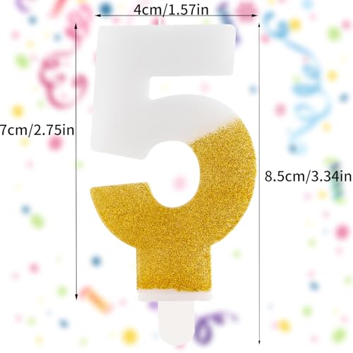 Hongplus White Gold Glitter Number 10 Birthday Candles Cake Topper