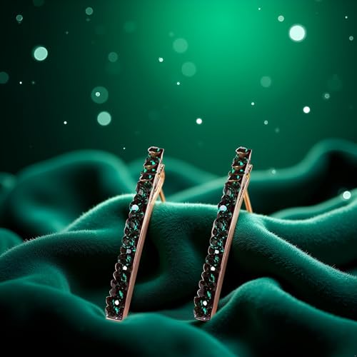 Green Rhinestone Hair Clips 2-Piece Sparkly Crystal Duckbill Barrettes