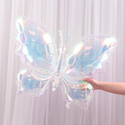 26-Inch Rainbow Butterfly Mylar Balloons - 4 Pack Party Decor