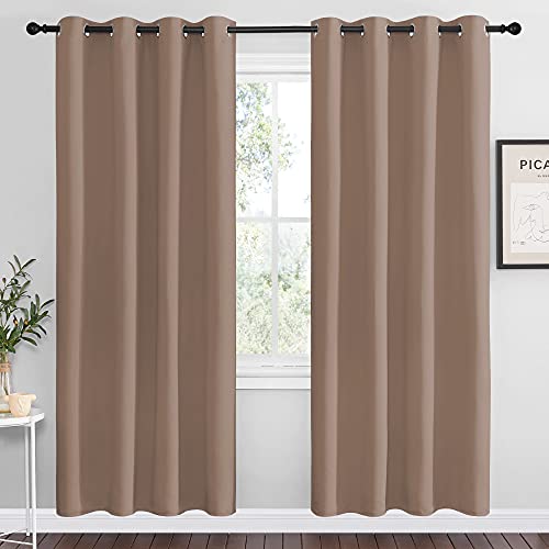 NICETOWN Cappuccino Blackout Curtains - 55" x 78" Grommet Panels