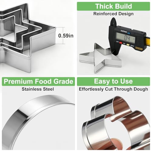 Kukingdom Stainless Steel Cookie Cutter Set - 18 Piece Variety Pack