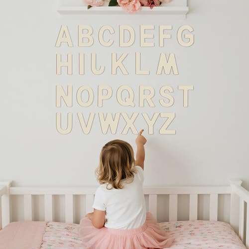 52 Pack 4-Inch Wooden Alphabet Letters for Crafts & DIY Projects
