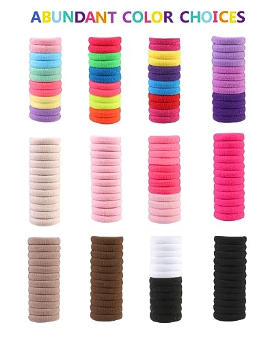 Zingso 100 Pcs Baby Hair Ties, Soft Cotton Seamless Elastic Hair Bands