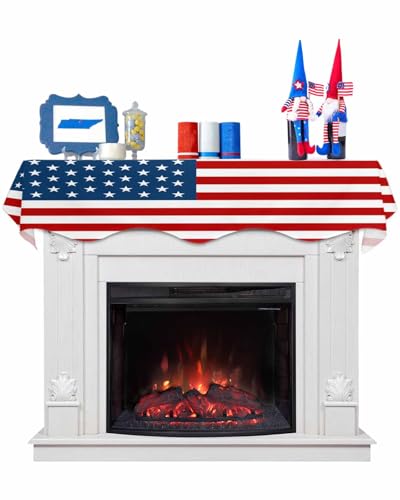 4th of July Fireplace Scarf - USA Stars & Stripes Mantel Cover 90x17 Inch