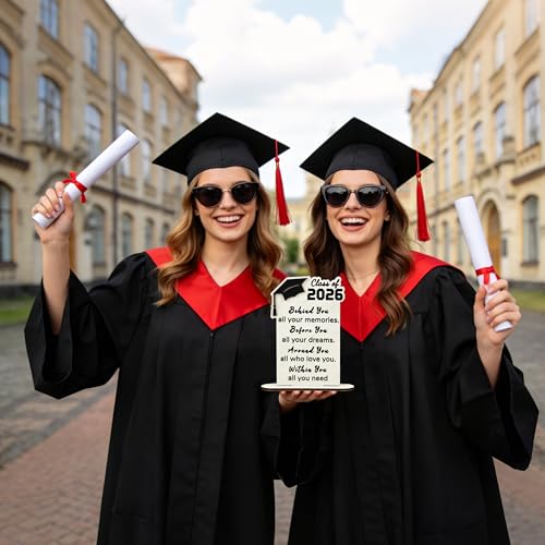 Inspirational Graduation Plaque 2026 - Wooden Desk Decor Gift