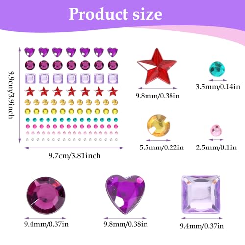 Rainbow Face Gems & Eye Rhinestone Stickers - 4 Sheets Crystal Body Jewels