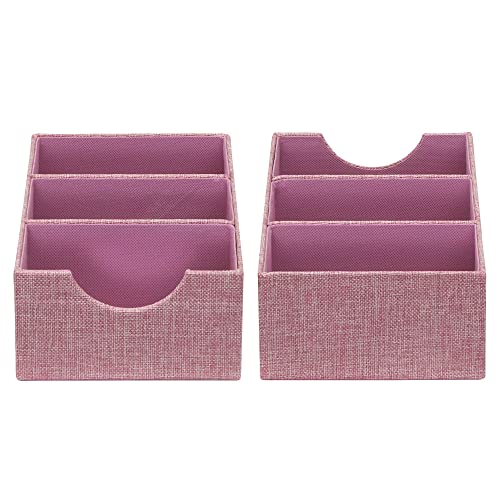 Household Essentials 3-Compartment Drawer Organizers, Pack of 2, Carnation