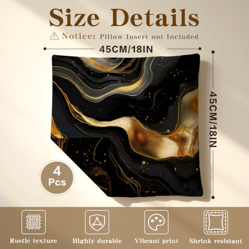 ORMAN Marble Throw Pillow Covers 18x18, Set of 4 Double-Sided Cushion Cases