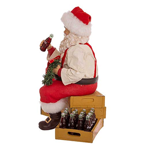 Coca-Cola Santa Sitting on Crates Holiday Decor - 9 Inch Kurt Adler Figurine