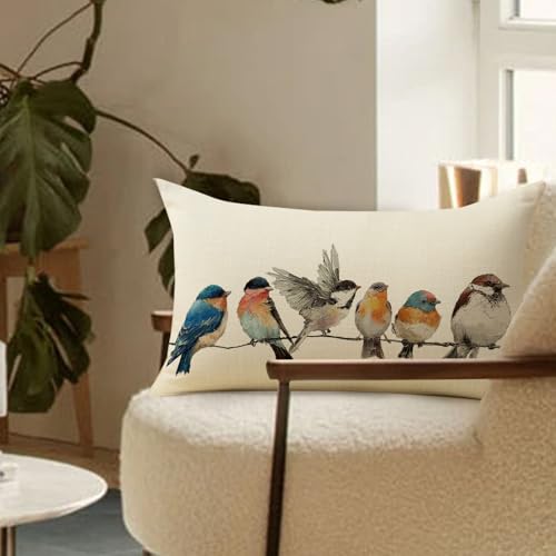 Farmhouse Birds Decorative Throw Pillow Cover - 12x20