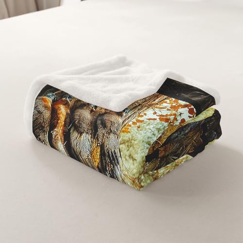 Erosebridal Pheasant Hunting Sherpa Blanket - Multi 15 Twin 60x80