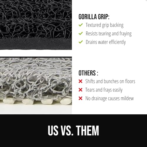 GORILLA GRIP Exfoliating Shower Mat, 30x16 Black Loofah-Style Bath Mat