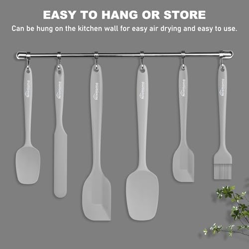 NileHome 6-Piece Silicone Spatula Set with Brush - Heat Resistant Gray