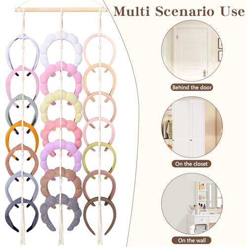Beige Macrame Headband Holder Organizer for Girls | Hair Accessories Storage