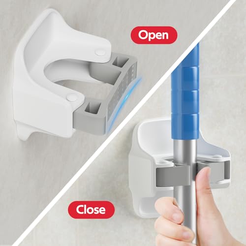Reliahom Wall Mount Broom and Mop Holder - Adhesive Storage Rack, 3 Pack
