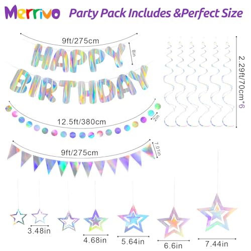 Iridescent Birthday Decorations Set with Happy Birthday Banner