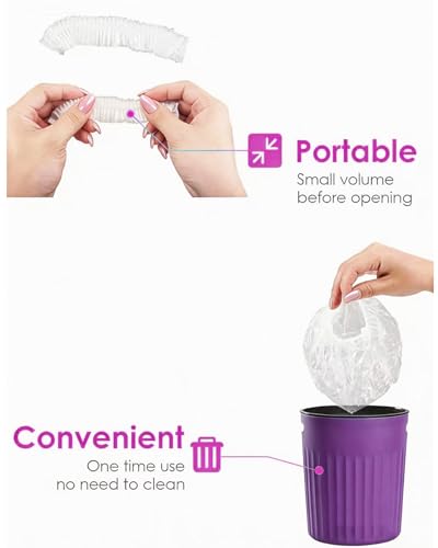 AURAADORN 100 Pcs Disposable Shower Caps 20.5 Inch Large Waterproof Plastic Bath Hair Caps