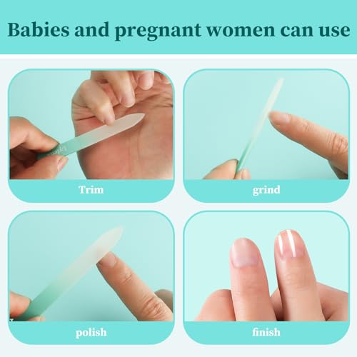 LYFENX 2-Pack Mini Glass Nail Files with Case for Natural Nails